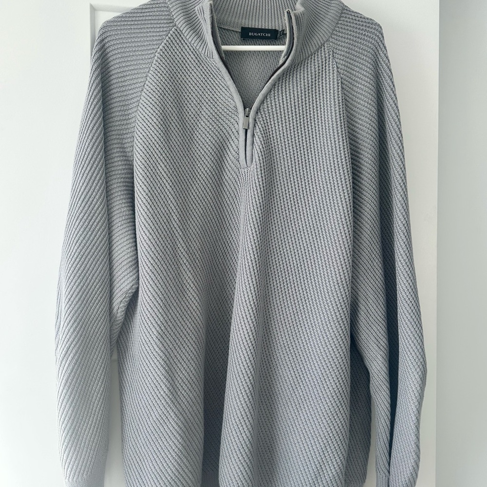 Bugatchi Light Gray Zip Up Sweater